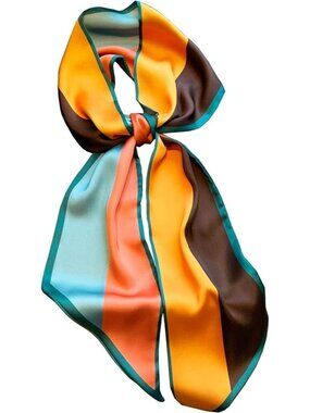 Women's C-Yellow Printed Square Headscarf Bandanas Hair Scarf Neck Scarves